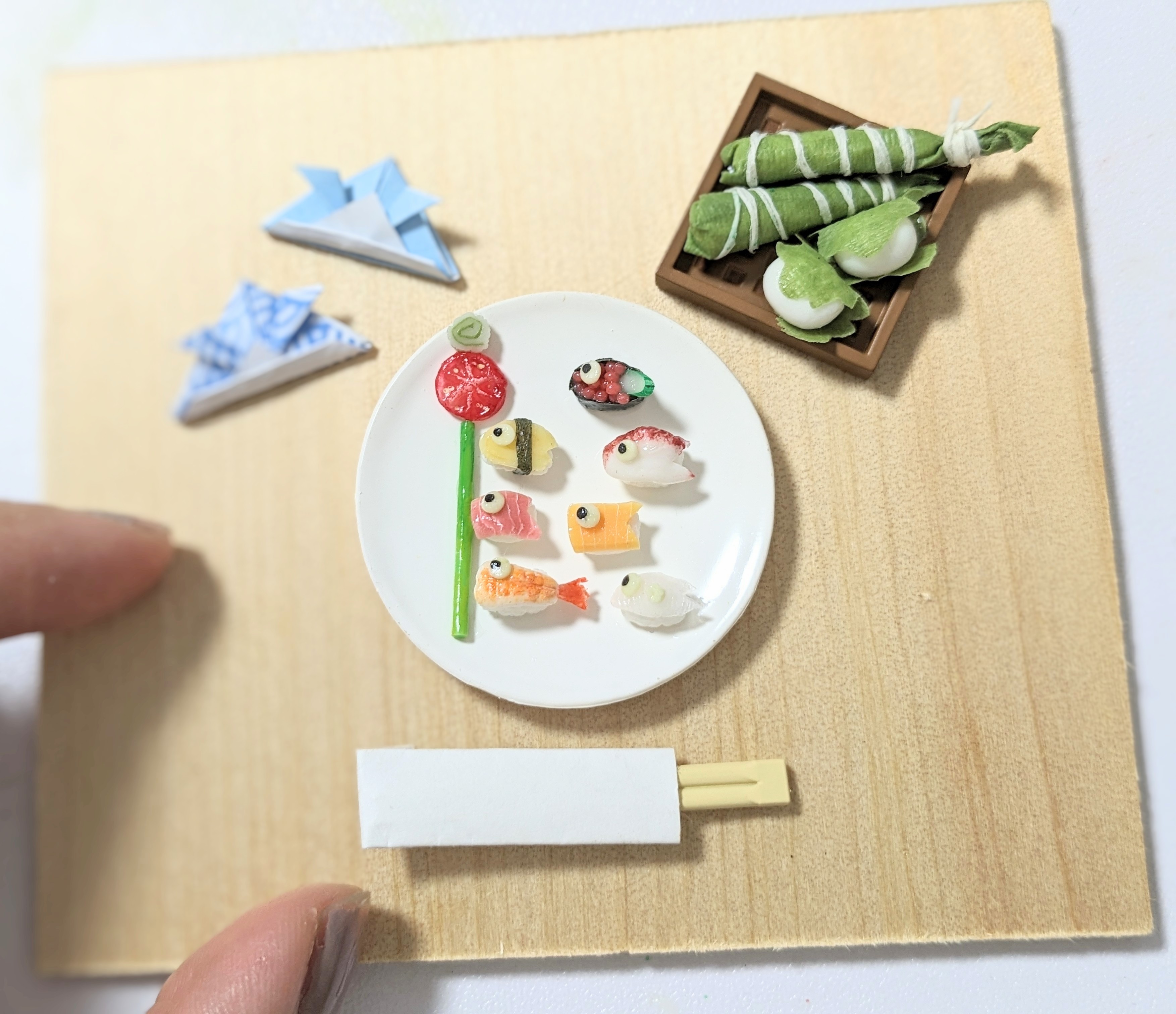 柏餅とちまき ガラス細工 ミニチュア 柏餅とちまきガラス細工ミニチュア